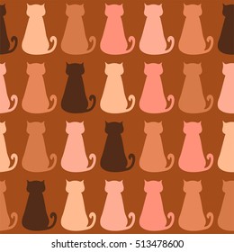 Seamless pattern with colorful cats, vector illustration 