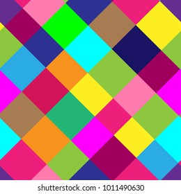 Seamless pattern. Colorful cell diagonally. Vector backdrop.