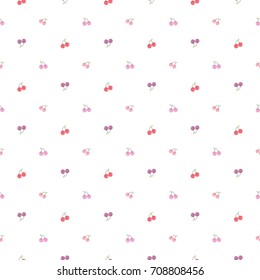 Seamless Pattern of Colorful Cherry Design on White Background