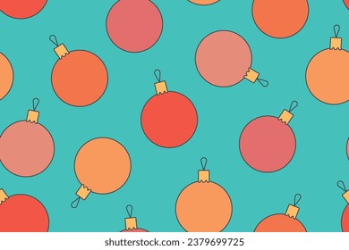 seamless pattern with colorful christmas balls; great for wrapping, textile, wallpaper, greeting card- vector illustration