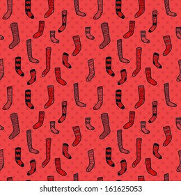 Seamless pattern with colorful christmas doodle hand drawn socks.