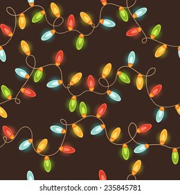 Seamless pattern with colorful christmas lights