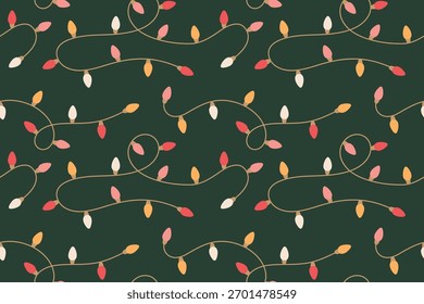 seamless pattern with colorful christmas lights; perfect for wrapping paper, greeting cards, gift tags and textiles - vector illustration  