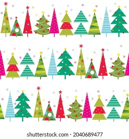 nahtloses Muster mit buntem Weihnachtsbaumdesign
