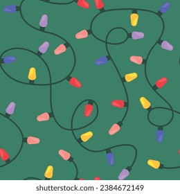 patrón transparente con luces de árbol de navidad coloridas- ilustración vectorial