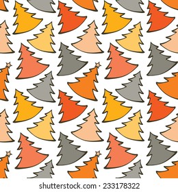 Seamless pattern with colorful Christmas trees