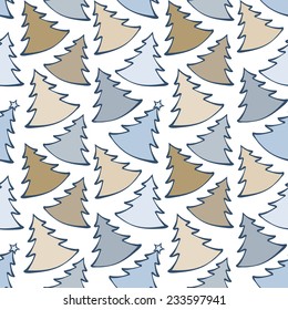 Seamless pattern with colorful Christmas trees. Vector illustration