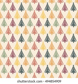 Seamless pattern with colorful christmas trees