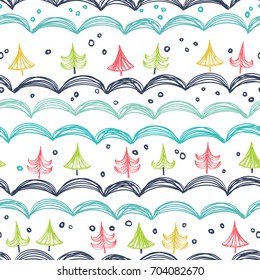 Seamless pattern with colorful Christmas trees.