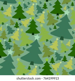 seamless pattern of colorful Christmas trees