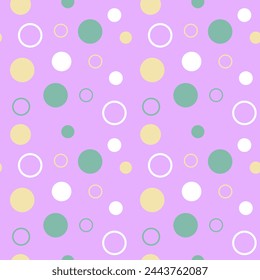 Seamless pattern with colorful circle on purple background 