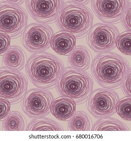 Seamless pattern with colorful circles, abstract tiled ornament, lilac colors, vector illustration