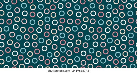 Seamless pattern with colorful circles and blue background