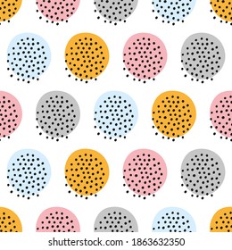 Seamless pattern with colorful circles and dots