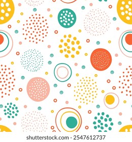 Seamless pattern with colorful circles and dots