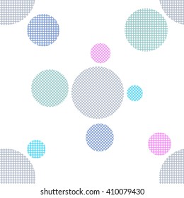 Seamless pattern of colorful circles and dots