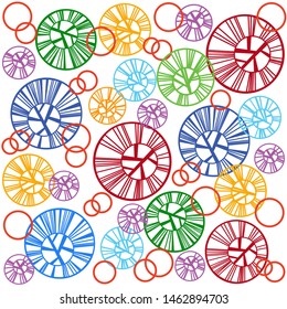 Seamless pattern of colorful circles on a white background