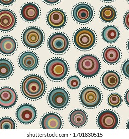 Seamless pattern with colorful circles on white background
