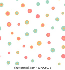 Seamless pattern with colorful circles on a white background. Vector repeating texture.