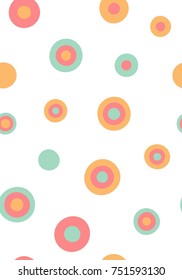 Seamless pattern with colorful circles on a white background. Vector repeating texture.