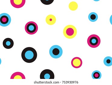 Seamless pattern with colorful circles on a white background. Vector repeating texture.