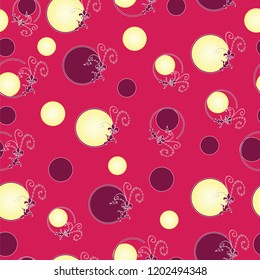seamless pattern with colorful circles in pink background - geometrical shapes pattern