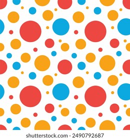 Ein nahtloses Muster aus bunten Kreisen in leicht, wodurch ein lebendiges, verspieltes und dynamisches Vektorgrafik-Design entsteht.