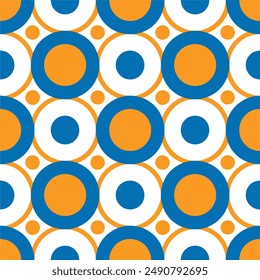 A seamless pattern of colorful circles in slightly, creating a vibrant, playful, and dynamic vector design.