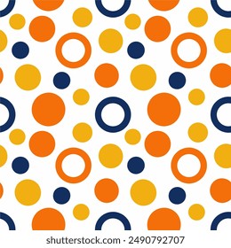 A seamless pattern of colorful circles in slightly, creating a vibrant, playful, and dynamic vector design.