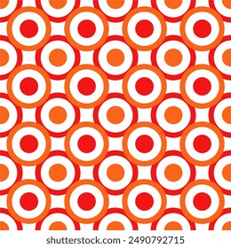 A seamless pattern of colorful circles in slightly, creating a vibrant, playful, and dynamic vector design.