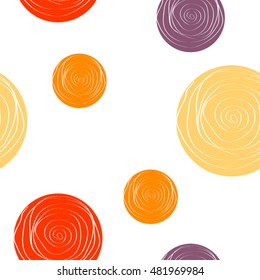 Seamless pattern with colorful circles and spiral
