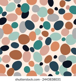 Seamless pattern with colorful circles. Vector illustration in boho style.