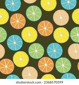seamless pattern with colorful citrus slices. vector graphics for fabric, print or background