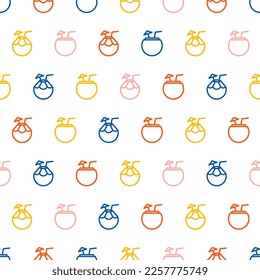 Seamless pattern with colorful coconut drink