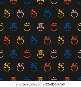 Seamless pattern with colorful coconut drink