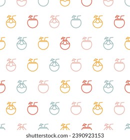 Seamless pattern with colorful coconut drink