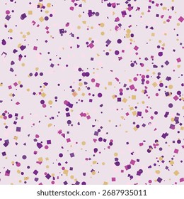 Seamless pattern of colorful confetti dots on a light pink backdrop for festive celebrations and abstract designs