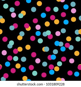 Seamless pattern of colorful confetti. Festive celebration party vector background.