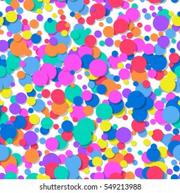 Seamless pattern of colorful confetti. Festive background.