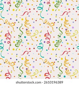 Seamless pattern of colorful confetti on beige background