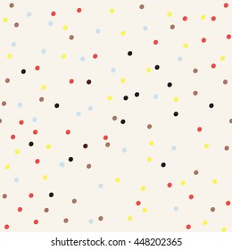 Seamless pattern with colorful confetti on a light background.