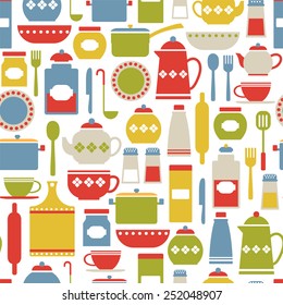 seamless pattern with colorful cooking icons. isolated on white