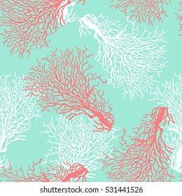 Seamless pattern with colorful coral reef.