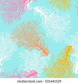 Seamless pattern with colorful coral reef.