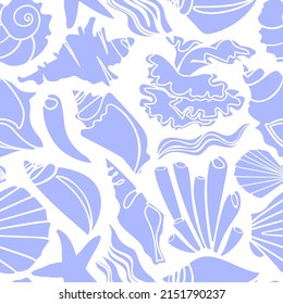 Seamless pattern with colorful creative seashells. Creative marine texture. Great for fabric, textile Vector Illustration