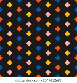 Seamless pattern with colorful cross and black background