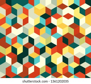 Seamless pattern with colorful cubes. Geometric background.