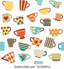 Seamless pattern with colorful cups