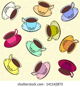 Seamless pattern with colorful cups.