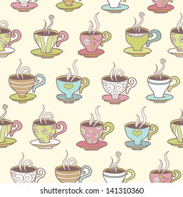 Seamless pattern with a colorful cups. Vector illustration